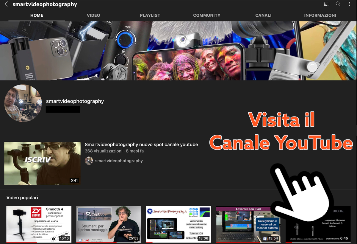 Canale YouTube smartvideopphotography